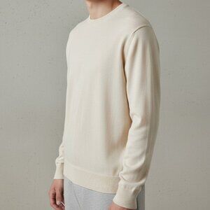 ASKET The Cotton Sweater Mens Size M Short Creme White 100%‎ Organic Cotton
